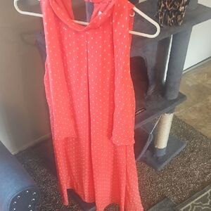 Signature by Robbie Bee Strapless Dress - Coral with White Dots